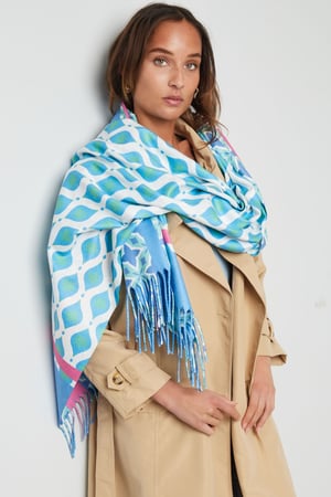 Bufanda con estampado de colores - azul-verde h5 Imagen3